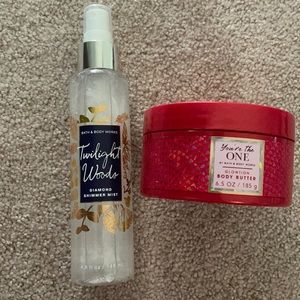 bath & body works shimmer set!!